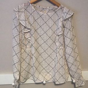 LOFT plaid ruffle blouse